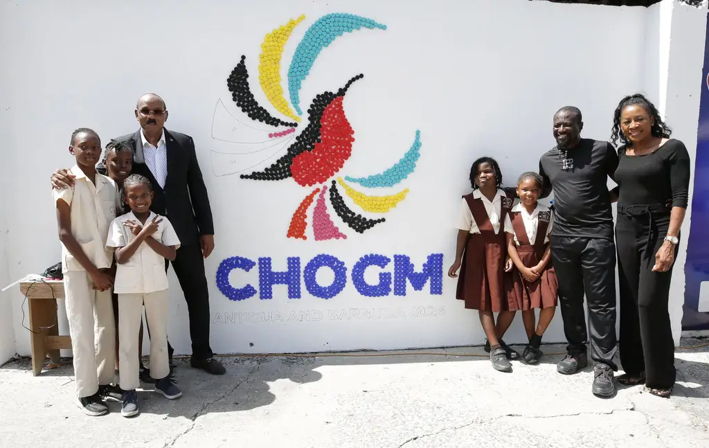 Lead image accompanying “Prime Minister Gaston Browne Supports CHOGM 2026 Bottle Cap Mural Project”