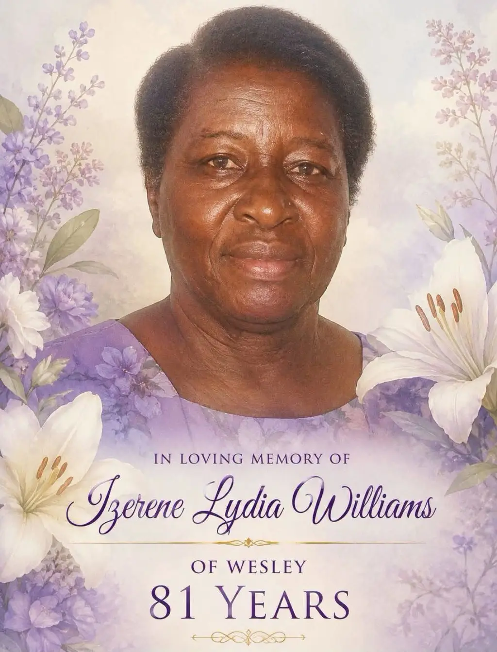 Lead image accompanying “Death announcement of Izerine Williams, better known as Tanzin of Wesley. She departed this life on June 15th 2026.”