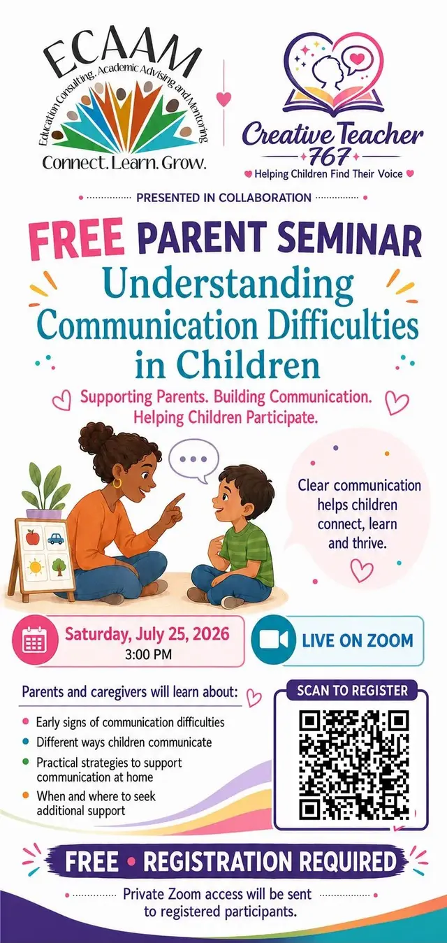 Lead image accompanying “ECAAM and Creative Teacher 767 Partner to Host Free Parent Seminar on Understanding Communication Difficulties in Children”