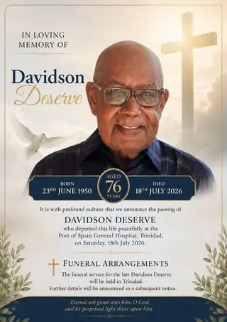 Lead image accompanying “Death announcement of Davidson Deserve who departed this peacefully at the Port of Spain General Hospital Trinidad on Saturday 18th July 2026 at the age of 76. He was a former empolyee of Dominica Coconut Product (DCP)”