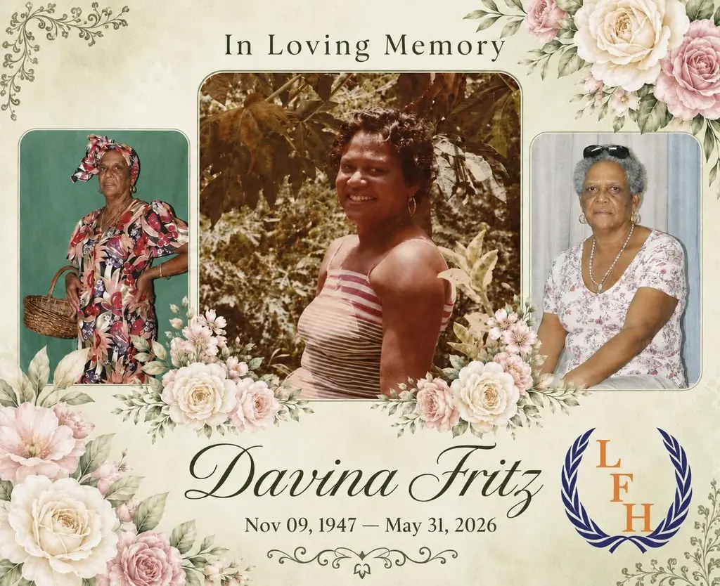 Lead image accompanying “Death announcement of Our mother,grandmother,sister and friend Davina Fritz of Morne Rachette who resided in Roseau She passed away at her home on Sunday May 31st 2026.”