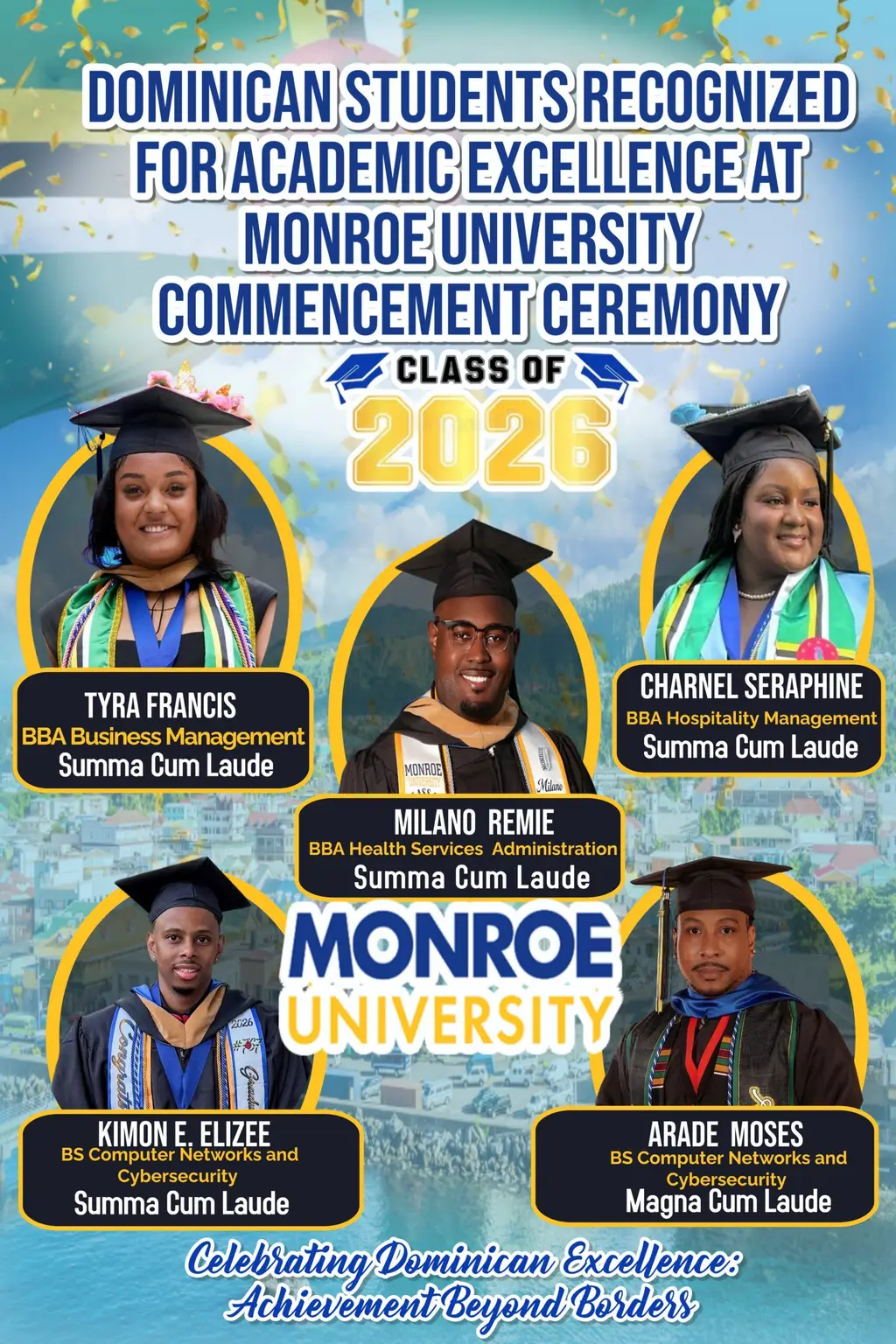 Lead image accompanying “Dominican Students Shine at Monroe University Graduation in NYC, Earning Top Academic Honors”