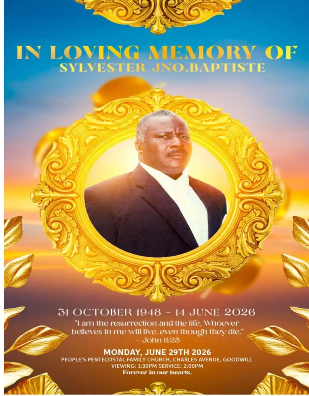 Lead image accompanying “Death announcement of SYLVESTER JNO BAPTISTE Also Known As: Sylvest or BarrowAge: 77 Of Bellevue Chopin, residing in Fond Baron, Loubiere Passed away on June 14, 2026”