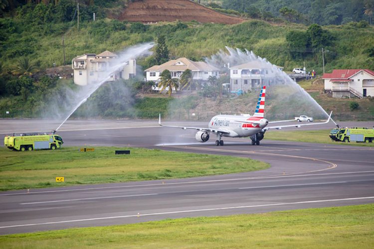 American Airlines lands at St Vincent Argyle International Airport (AIA) for the first time