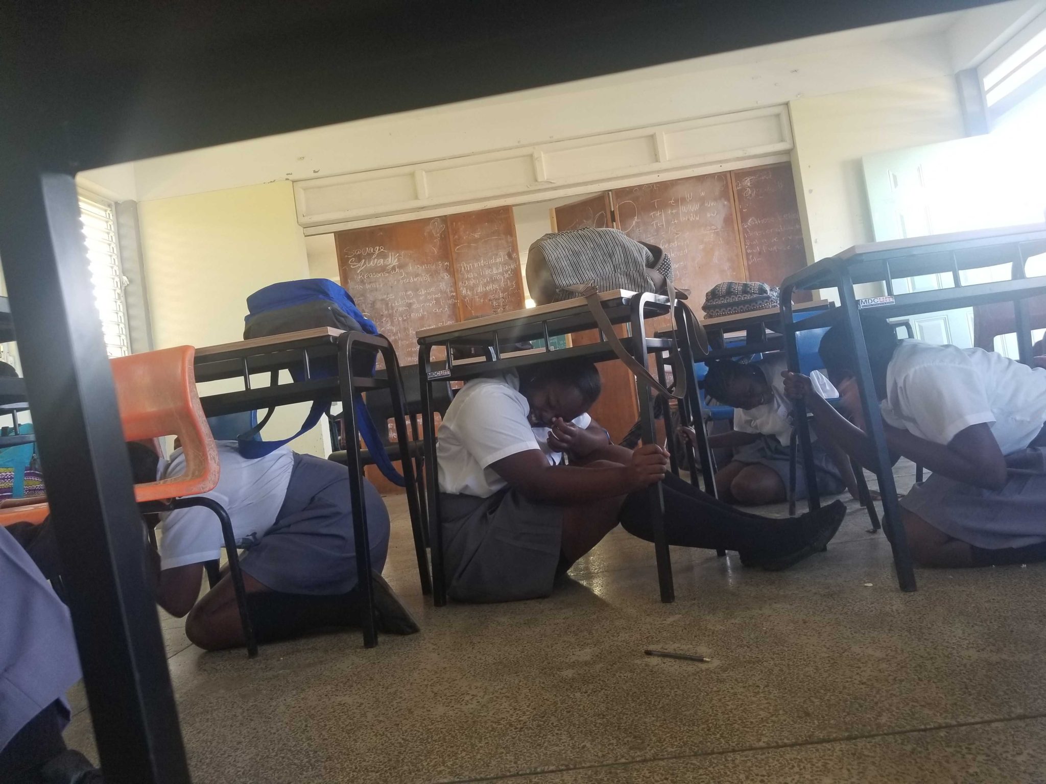 Drop, Cover and Hold On – Earthquake Drill