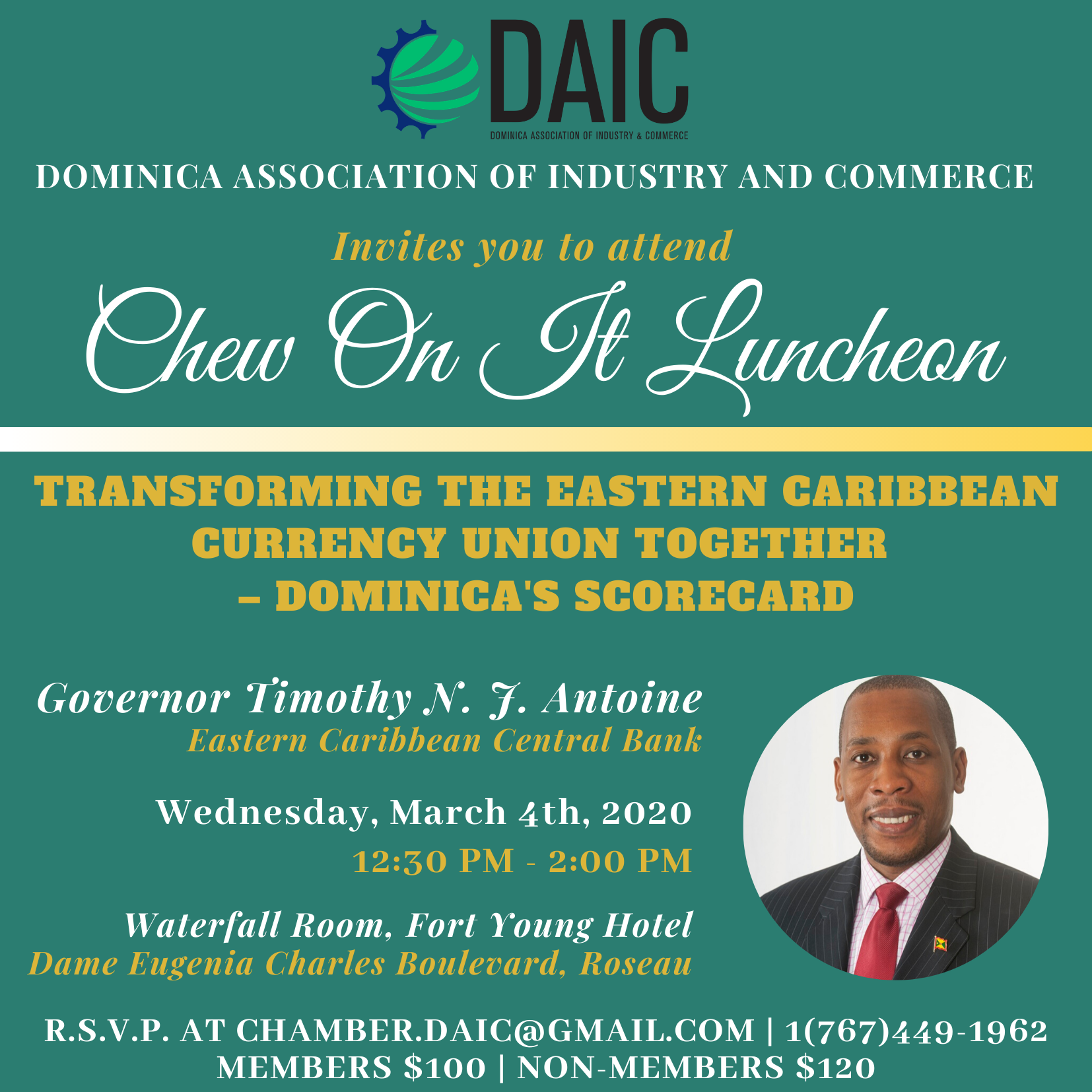 DAIC host ECCB Governor to Present on Dominica’s Progress as Part of the ECCU Transformation