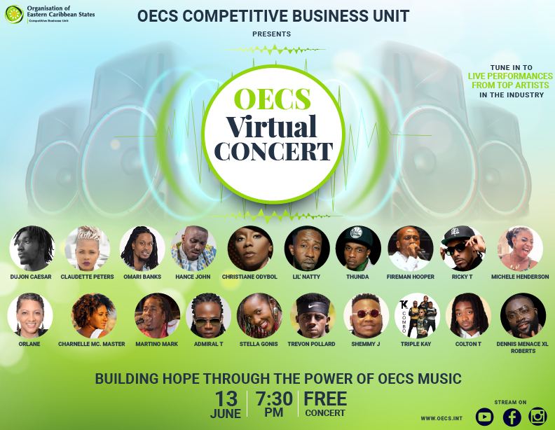 Michele Henderson, Colton T, Triple Kay Global and Leroy “Wadix” Charles to perform on OECS Commission  Virtual Concert of Hope Through the Power of Music
