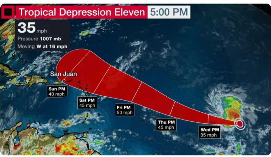 Tropical Depression 11 forms in Atlantic