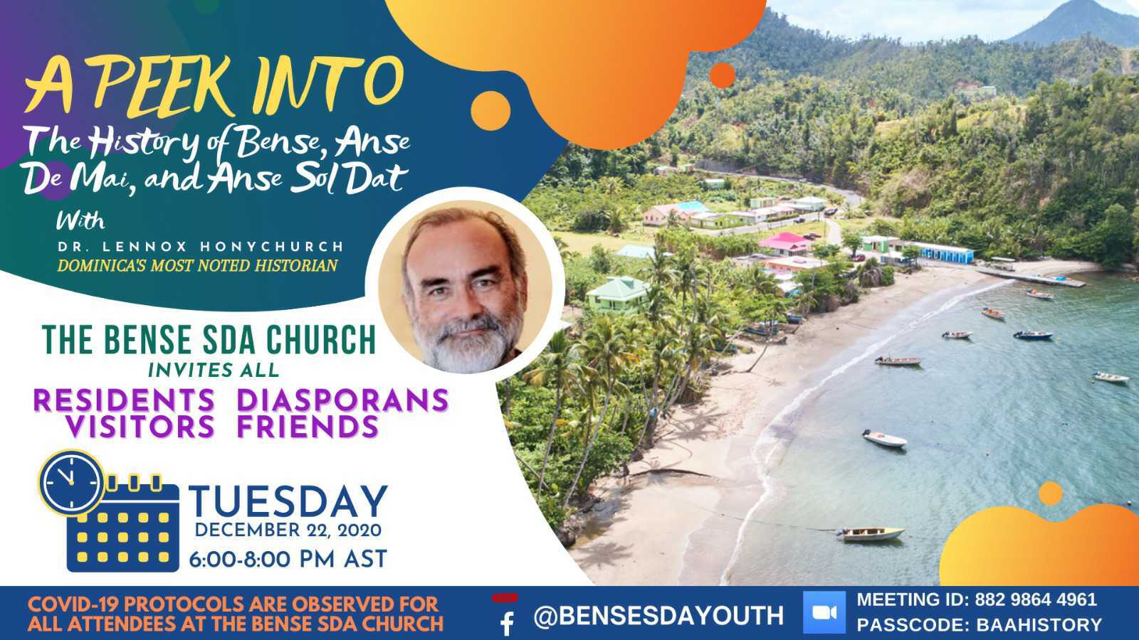 Announcement: History of Bense, Anse De Mai and Anse Sol Dat by Dr. Lennox Honychurch