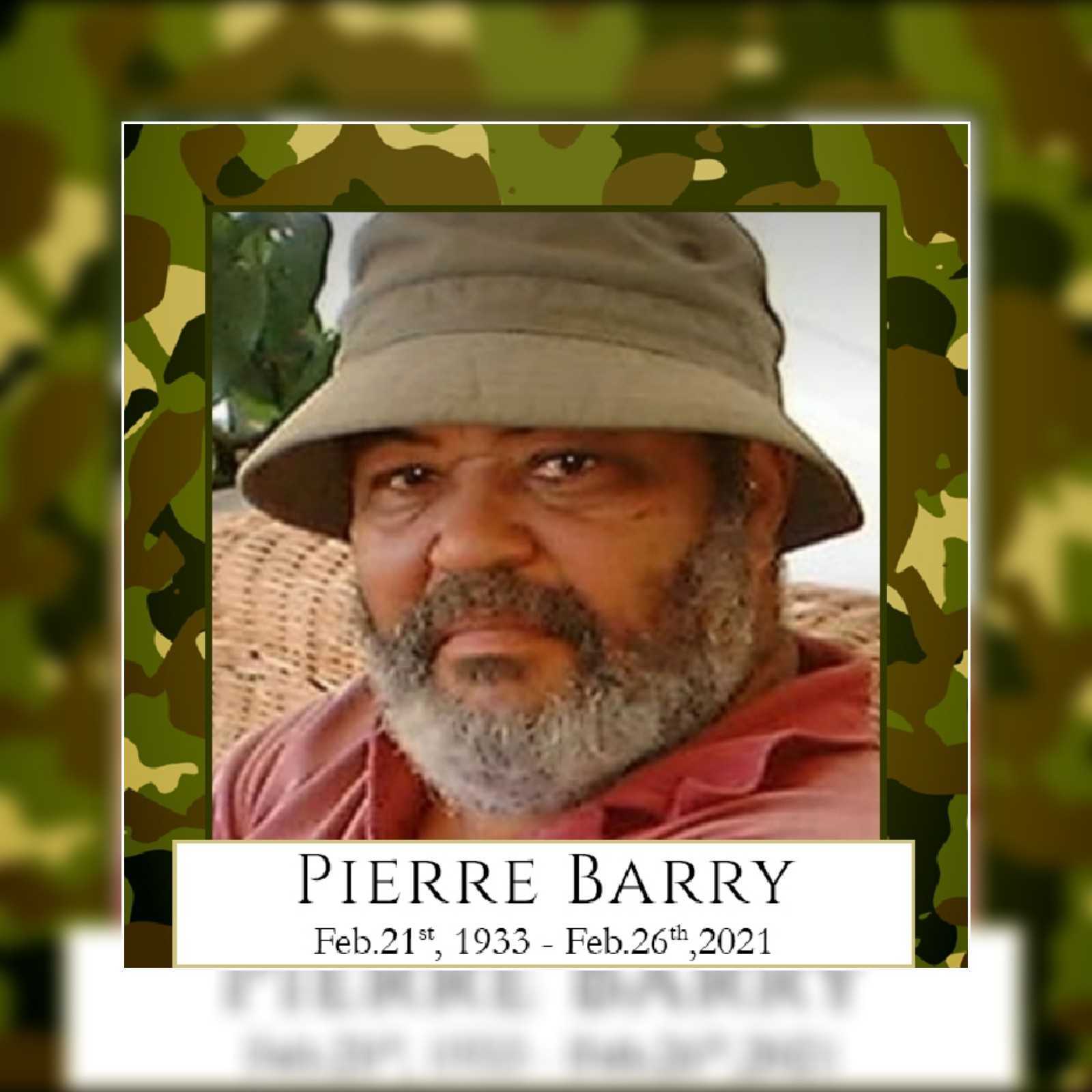 Death Announcement of 88 year old Pierre Barry better known as Abam of la-French-ett who resided in St. Aroment