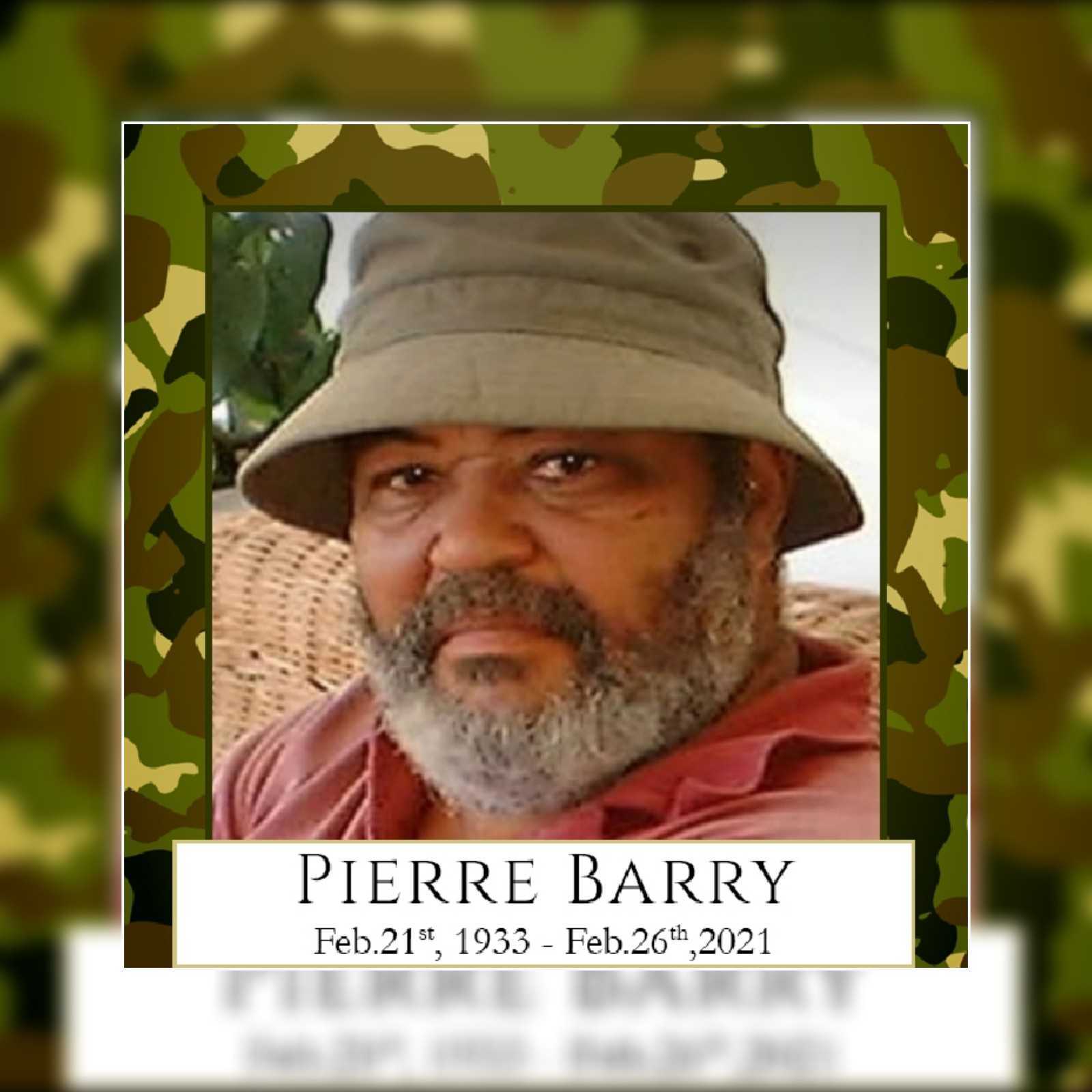  Death Announcement of 88 year old Pierre Barry better known as Abam of la-French-ett who resided in St. Aroment