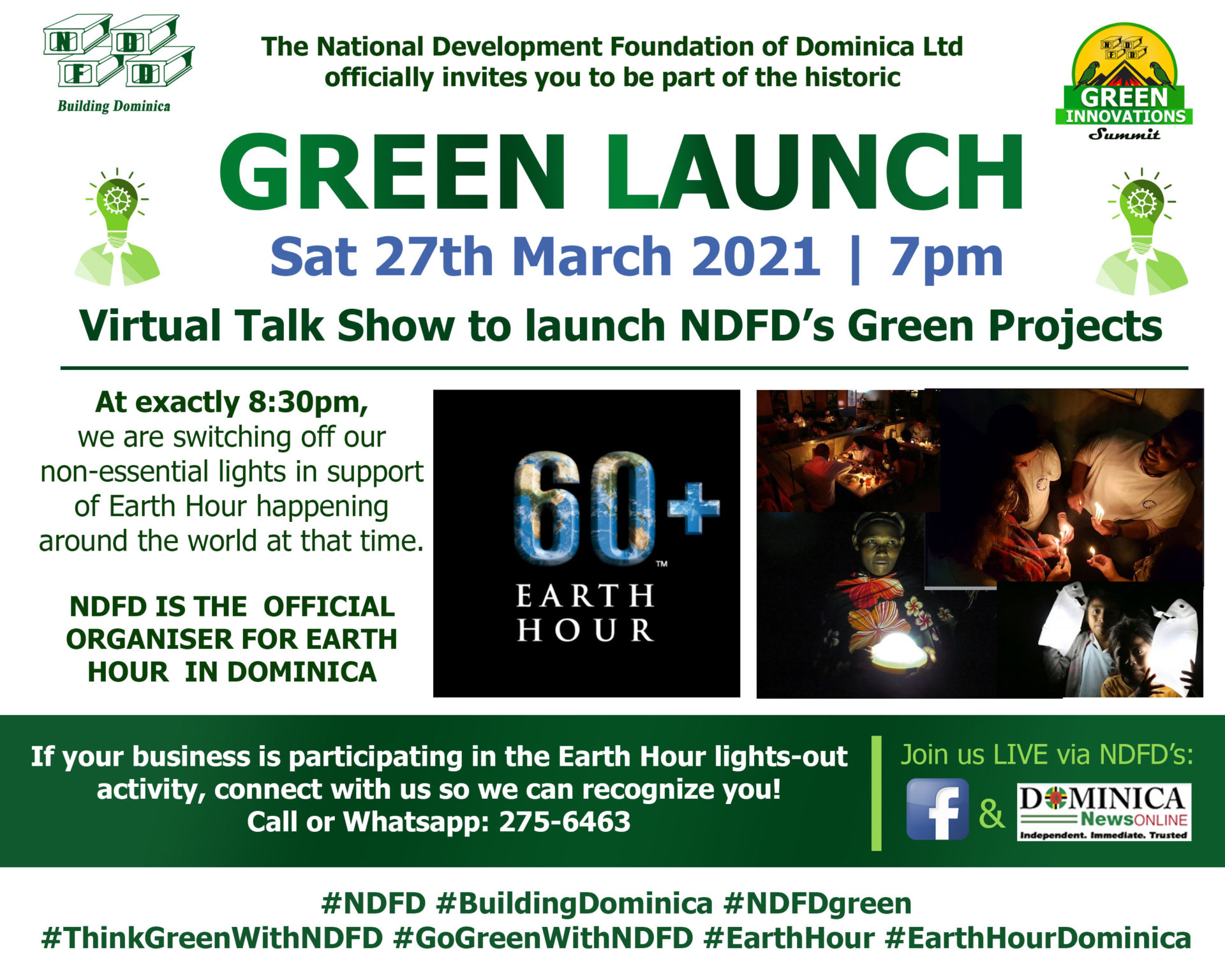  The NDFD will be hosting a Virtual Green Launch this Saturday