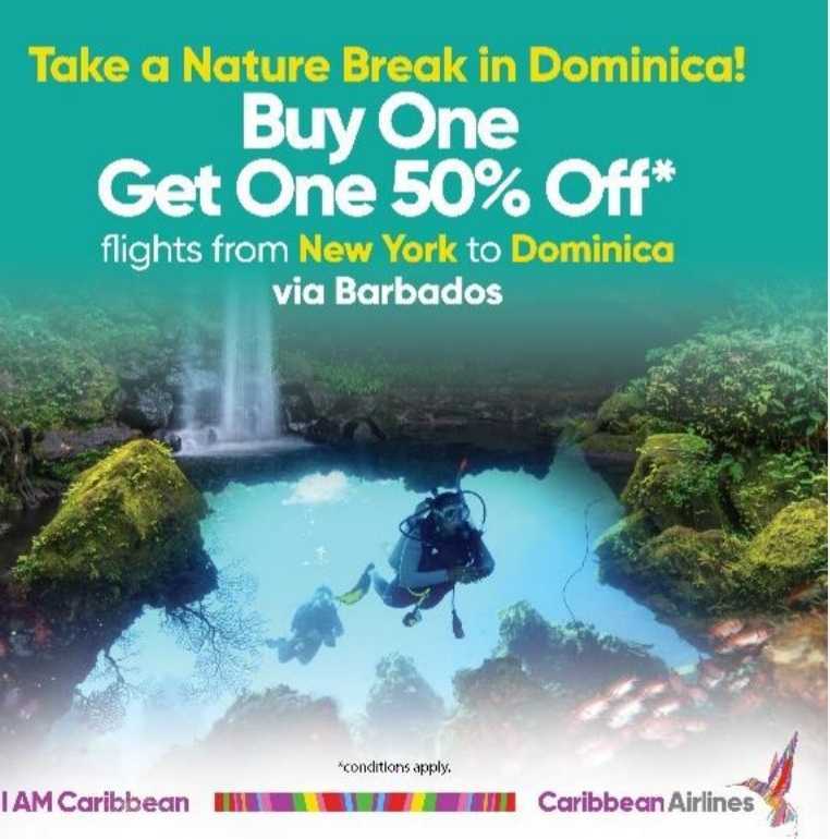 Caribbean Airline announces flights from New York to Dominica via Barbados