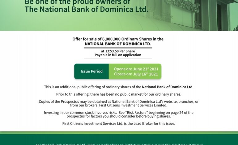 National Bank Share Issue