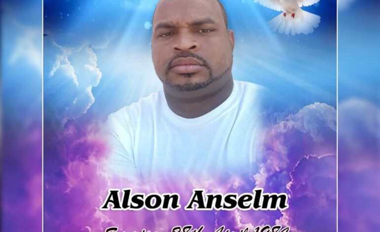 Death Announcement of 37 year old Alson ‘Al’ Anselm of Dublanc