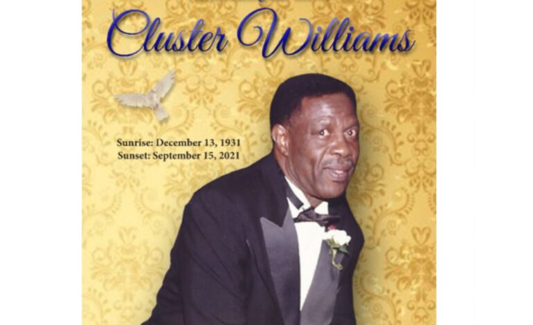  Death announcement of Cluster 89 year old McNaughton Williams of Fine Grass Marigot who resided in Canada