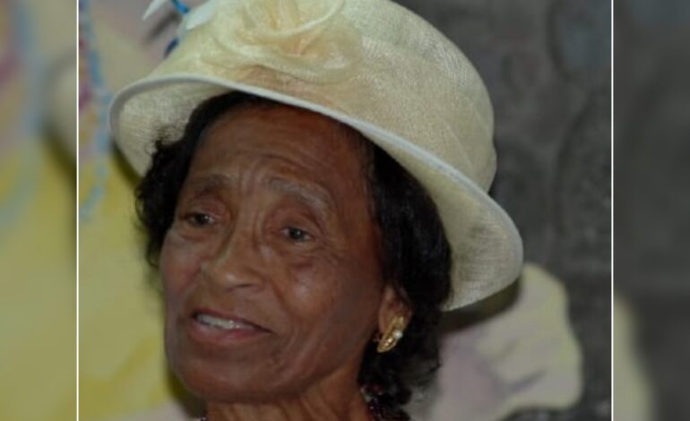  Death Announcement of 88 year old Miss Cynthia Antonine Stephenson better known as Teacher Cynthia of San Sauver