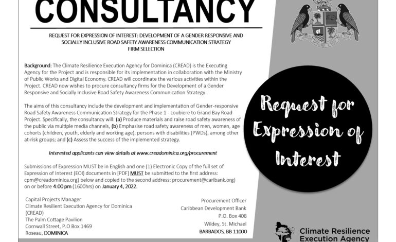 Announcement: REQUEST FOR EXPRESSIONS OF INTEREST/CONSULTANCY SERVICES FOR DEVELOPMENT OF A GENDER RESPONSIVE AND SOCIALLY INCLUSIVE ROAD SAFETY AWARENESS COMMUNICATION STRATEGY – FIRM SELECTION