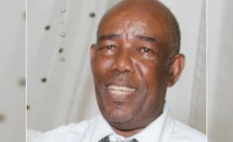 Death Announcement of 75 year old Teacher Bernard Henderson of Bagatelle