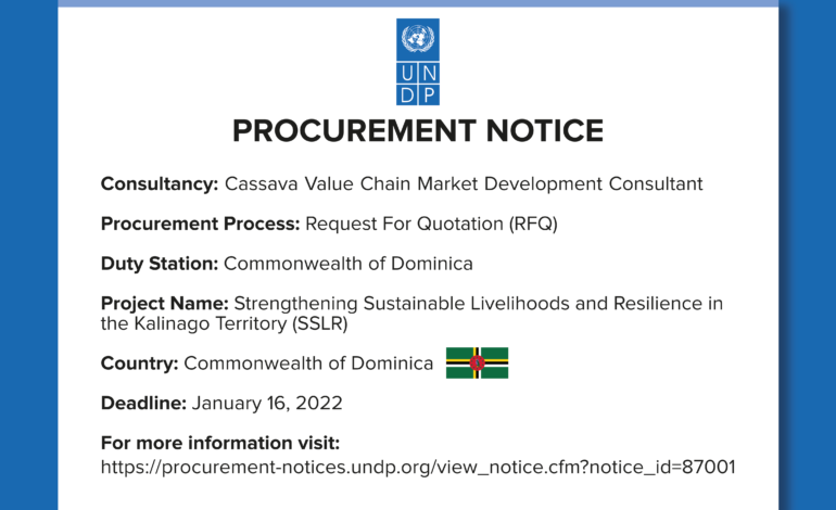 Procurement Notice For Strengthening Sustainable Livelihoods and Resilience in the Kalinago Territory