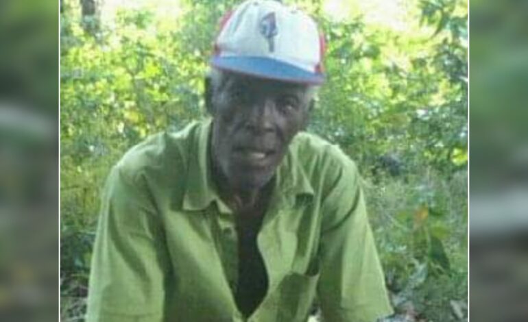  Death Announcement of 85 year old Albert Baron better known as Azbat of La Plaine who resided at Pointe Michel