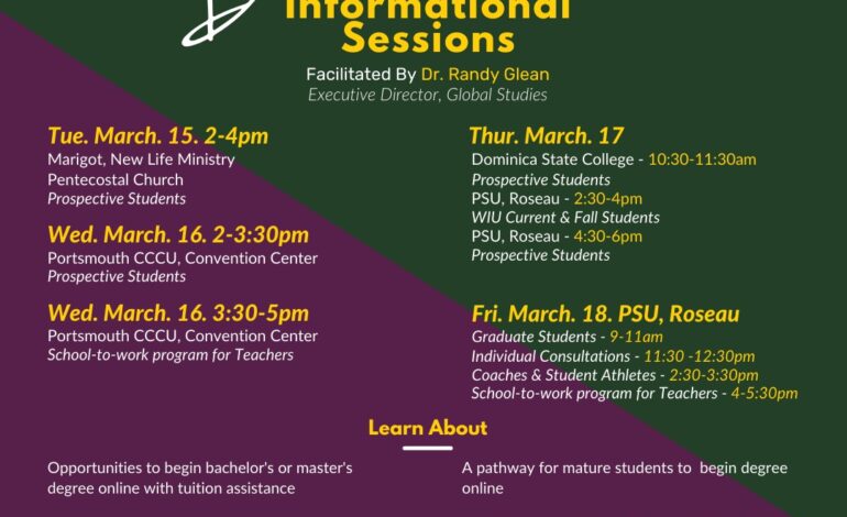 Announcement: West Illinois University Informational Sessions in Dominica