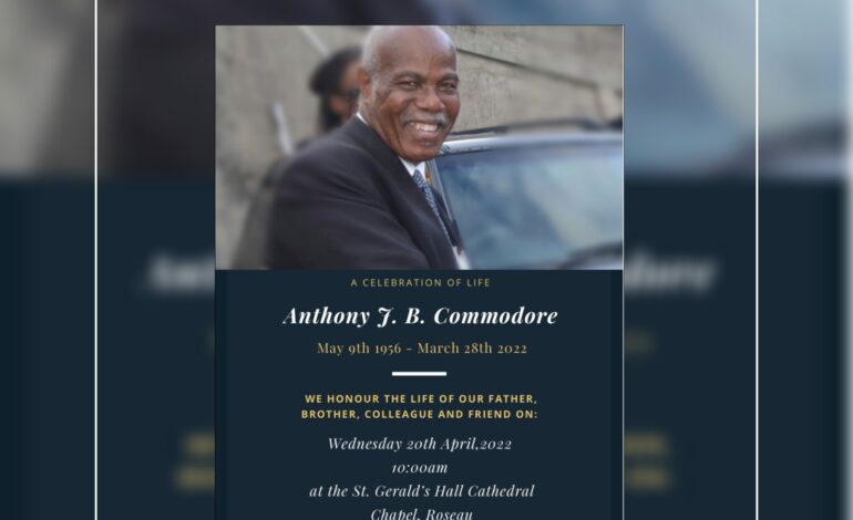 Death Announcement of 65 year old Anthony Commodore of Tete Morne, Grand Bay who resided at Morne Prosper