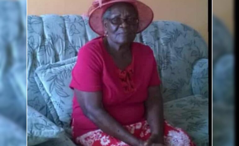 Death announcement of 91 year old Cynthia Nicholas David better known as CD of Cochrane who resided in Antigua