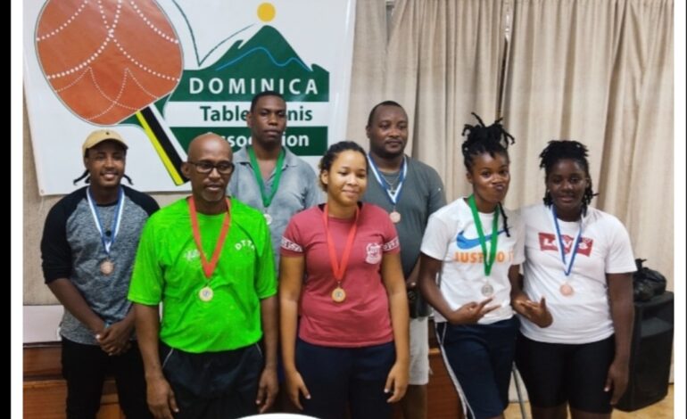 RESULTS OF TABLE TENNIS GRAND PRIX TOURNAMENT HELD AT THE DOMINICA PUBLIC SERVICE UNION