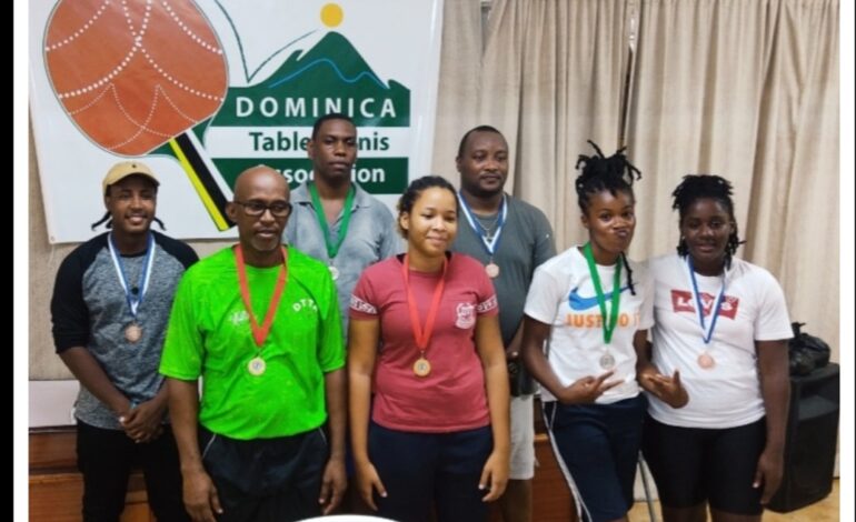  RESULTS OF TABLE TENNIS GRAND PRIX TOURNAMENT HELD AT THE DOMINICA PUBLIC SERVICE UNION