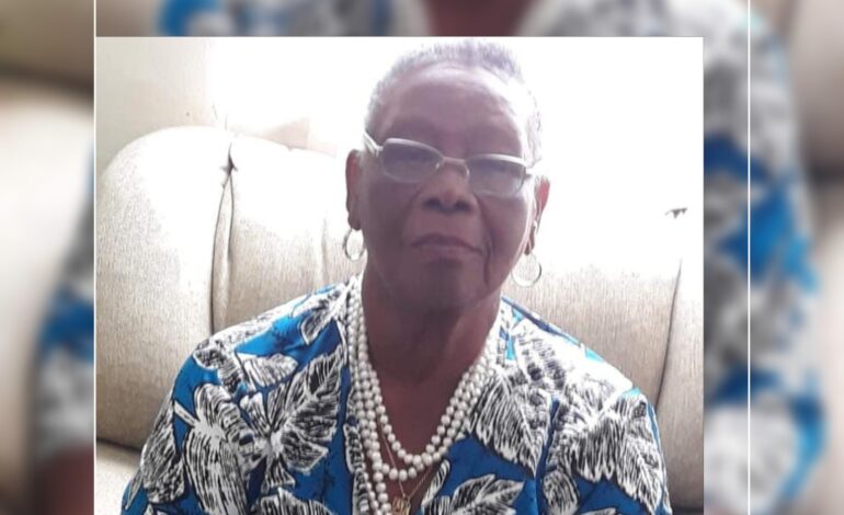  Death Announcement of 81 year old Magdalene Vellie Thomas also known as Cousin Vellie or Vere Vel of Bellemanier Paix Bouche