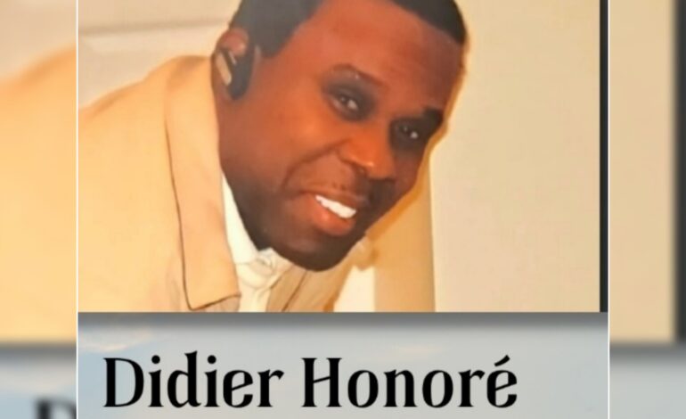 Death announcement of Didier Honore of Amber Vieille Case who resided in East Orange New Jersey