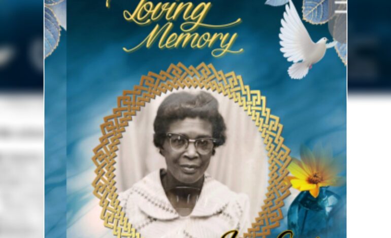  Death announcement of 89 year old Lucy George of Morne Jaune who resided at Pottersville