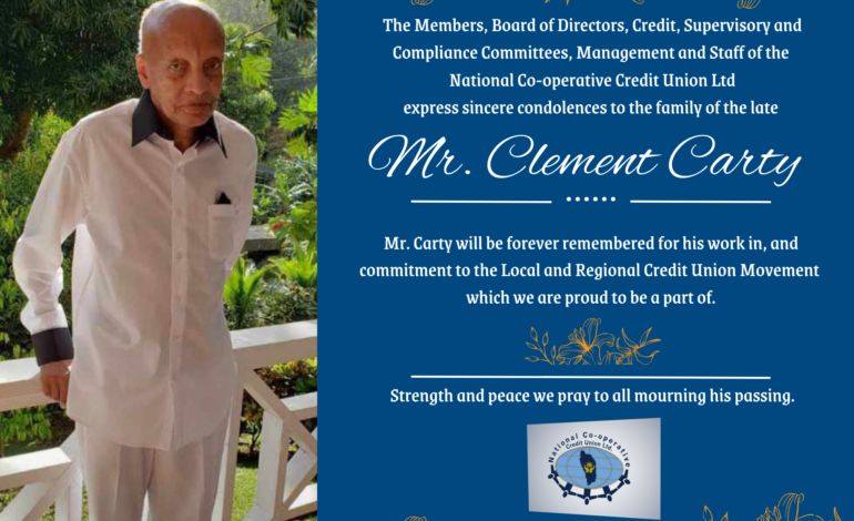 NCCU Condolence Message on the passing of  Mr. Clement Carty