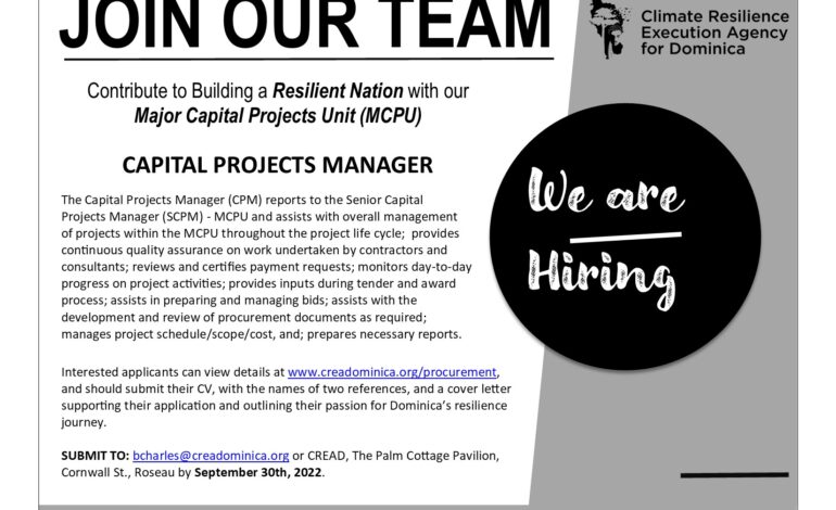  Vacancy: Capital Projects Manager