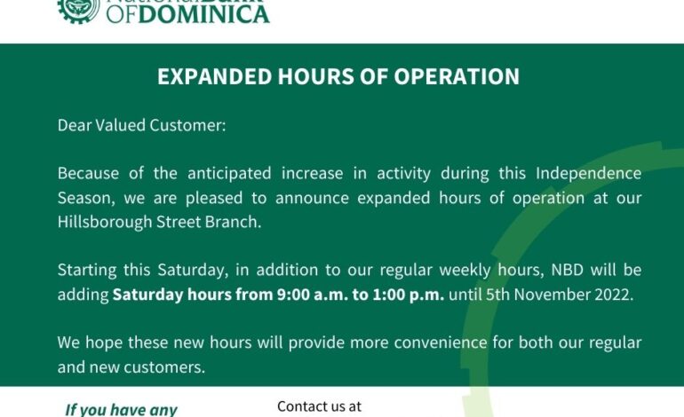 NOTICE: EXPANDED HOURS OF OPERATION