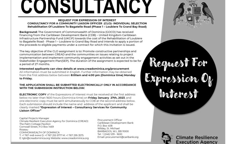 REQUEST FOR EXPRESSION OF INTEREST – CONSULTANCY FOR A COMMUNITY LIAISON OFFICER – INDIVIDUAL SELECTION