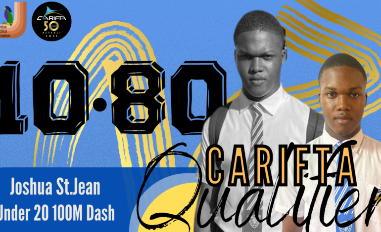 Joshua St.Jean has secured his lane on the track at CARIFTA 2023