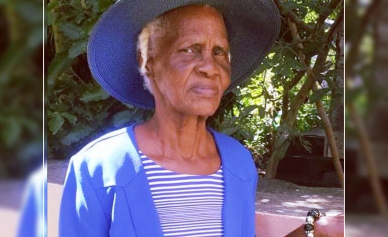 Death Announcement of 84 year old Anthonia John nee George also known as Ma-lysha or Sister of Delices who resided in Colihaut
