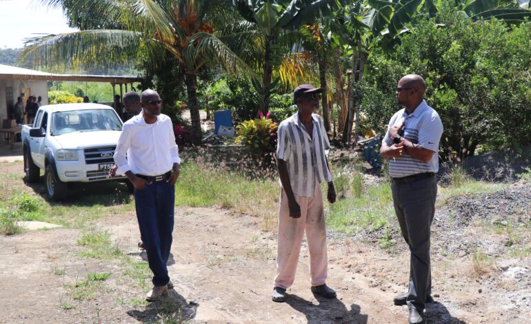 Minister for Agriculture, Fisheries and Blue and Green Economy, Hon Roland Royer visits farmers