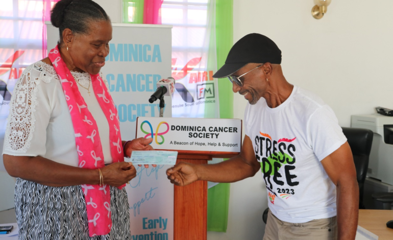 Kairi FM’s Ultimate Carnival Last Lap Malkase donates to the Dominica Cancer Society