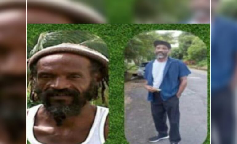 Death Announcement of 63 year old ohn Baptiste John aka Ras John or Hulk of high street Laplaine.