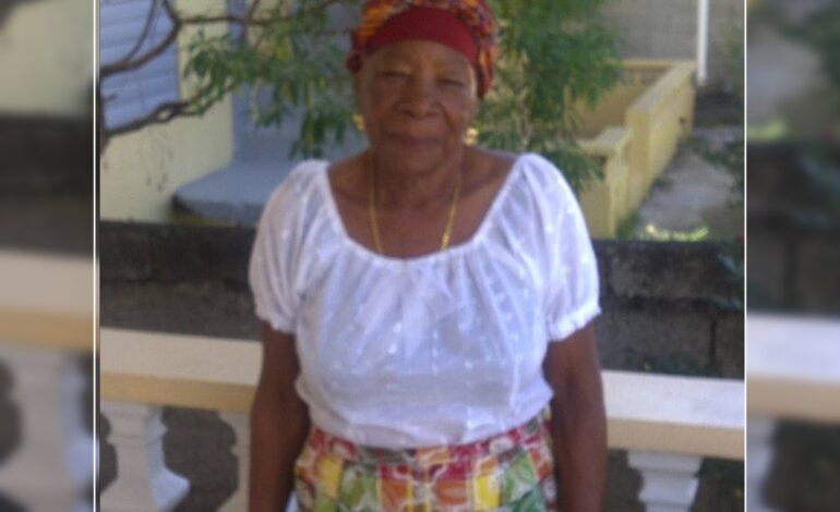 Death Announcement of 96 year  Bernadette Simon Guiste better known as Ma Christian of Delices who resided at Canefield