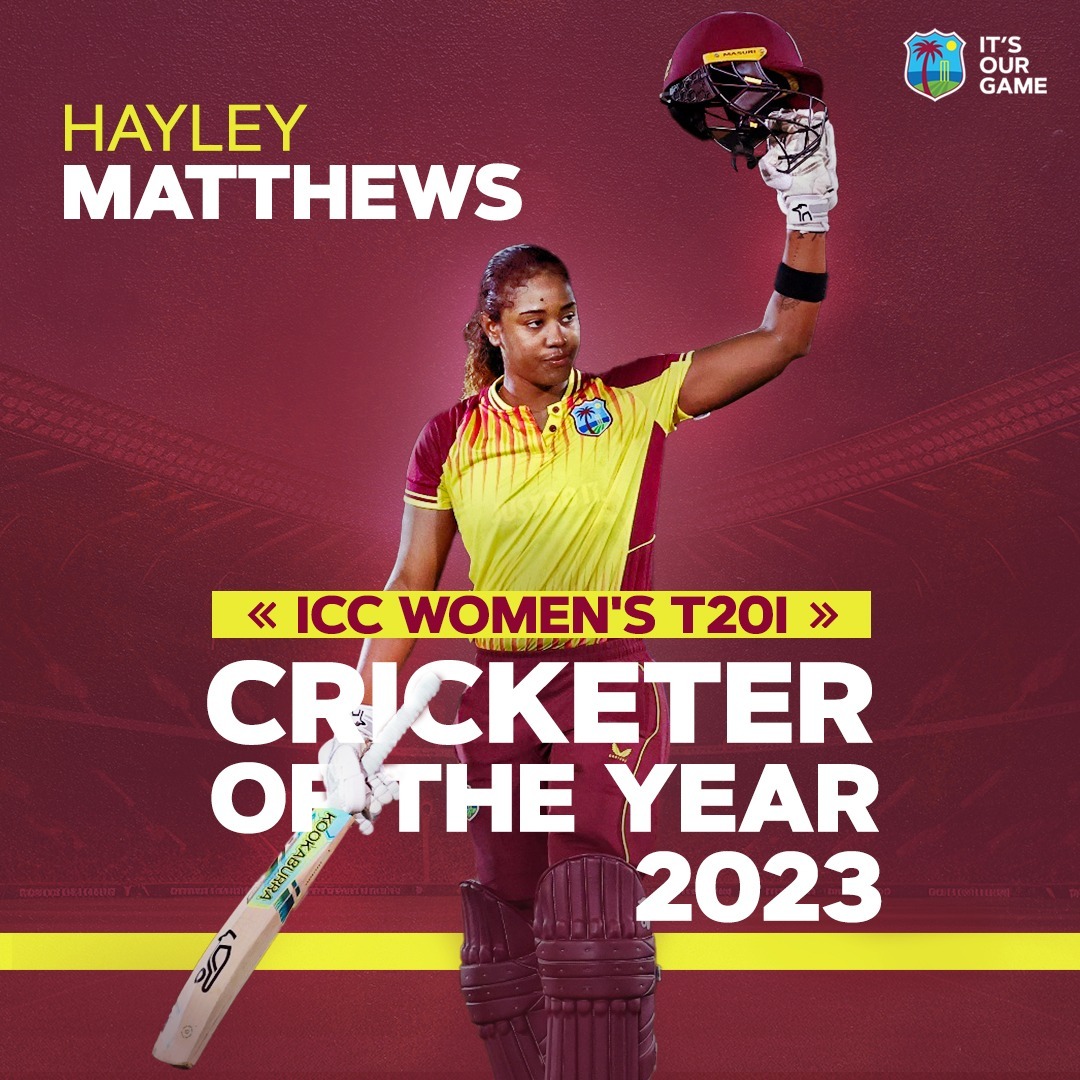 Cwi Congratulate Icc Womens T20i Cricketer Of The Year 2023 Hayley Matthews Emonews 9980