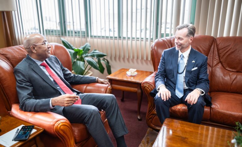 Acting Prime Minister, Hon. Dr. Irving McIntyre welcomed His Excellency Roger F. Nyhus, the new Ambassador of the United States of America to the Commonwealth of Dominica.
