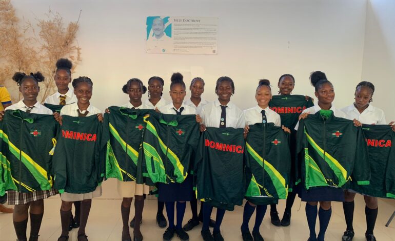 Team representing  Dominica at the 2024 Jean Pierre Caribbean Youth Netball Tournament officially presented to the public