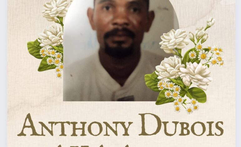 Death Announcement of 62 year old Anthony Dubois better known as Apolo, of Penville