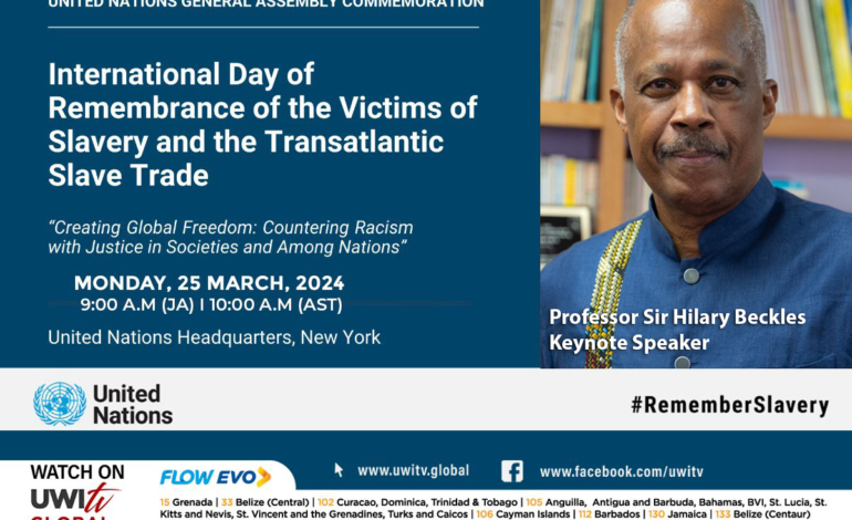 Professor Sir Hilary Beckles addresses the UN General Assembly on International Day of Remembrance for Victims of Slavery