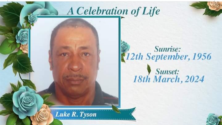 Death Announcement of 68 year old Luke Roy Tyson better known as “Daddy Roy” and “Compere” of Bataca Kalinago Territory in Dominica who resided in Golden Grove Extension in Antigua.