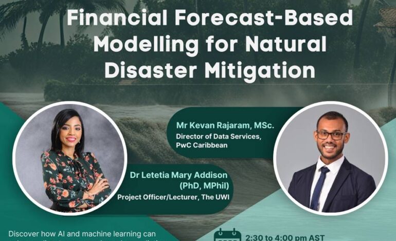 Invitation to ECCB’s Seminar Series: Financial Forecast-Based Modelling for Natural Disaster Mitigation (2:30 pm – Thursday, 27 June 2024)